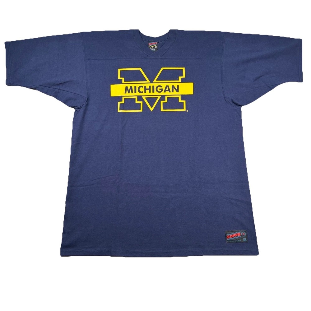 Vintage Soffe Michigan Shirt Mens XL Wolverines NCAA 80s 90s V Neck Knit USA